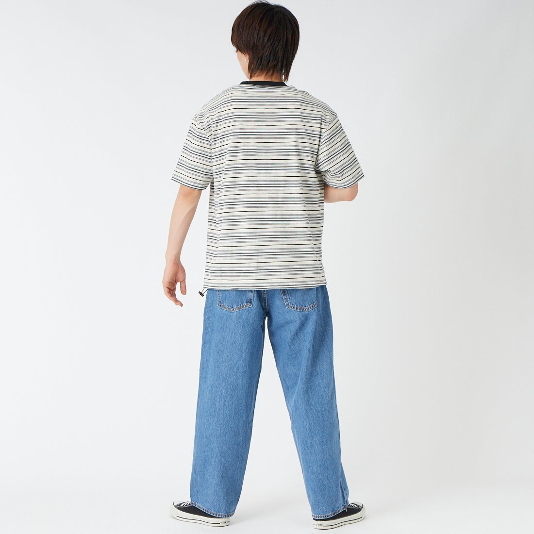 SCREEN STARS [スクリーンスターズ] 別注 マルチボーダードローコードTシャツ [2622-231IN-JF] GRAY &&モデル身長：177cm 着用サイズ：M&&