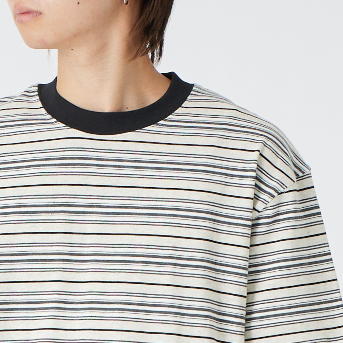 SCREEN STARS [スクリーンスターズ] 別注 マルチボーダードローコードTシャツ [2622-231IN-JF] GRAY &&モデル身長：177cm 着用サイズ：M&&