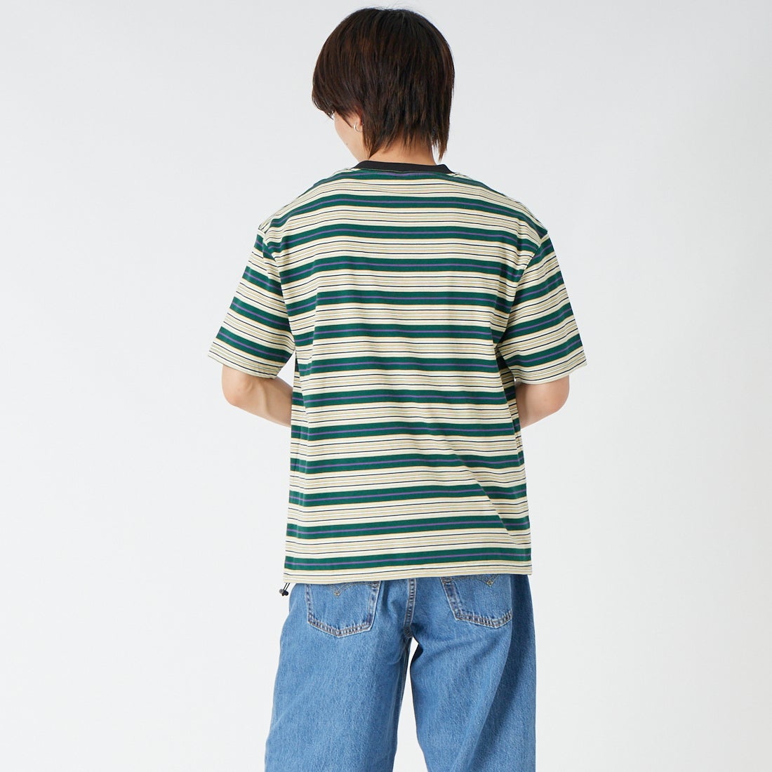 SCREEN STARS [スクリーンスターズ] 別注 マルチボーダードローコードTシャツ [2622-231IN-JF] GREEN &&モデル身長：177cm 着用サイズ：M&&