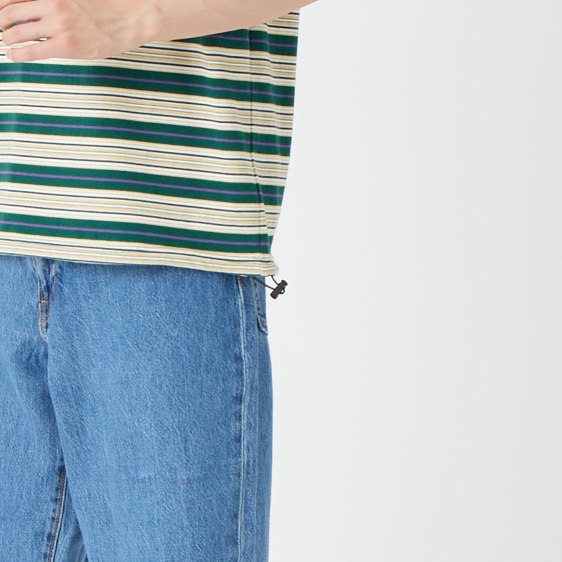 SCREEN STARS [スクリーンスターズ] 別注 マルチボーダードローコードTシャツ [2622-231IN-JF] GREEN &&モデル身長：177cm 着用サイズ：M&&