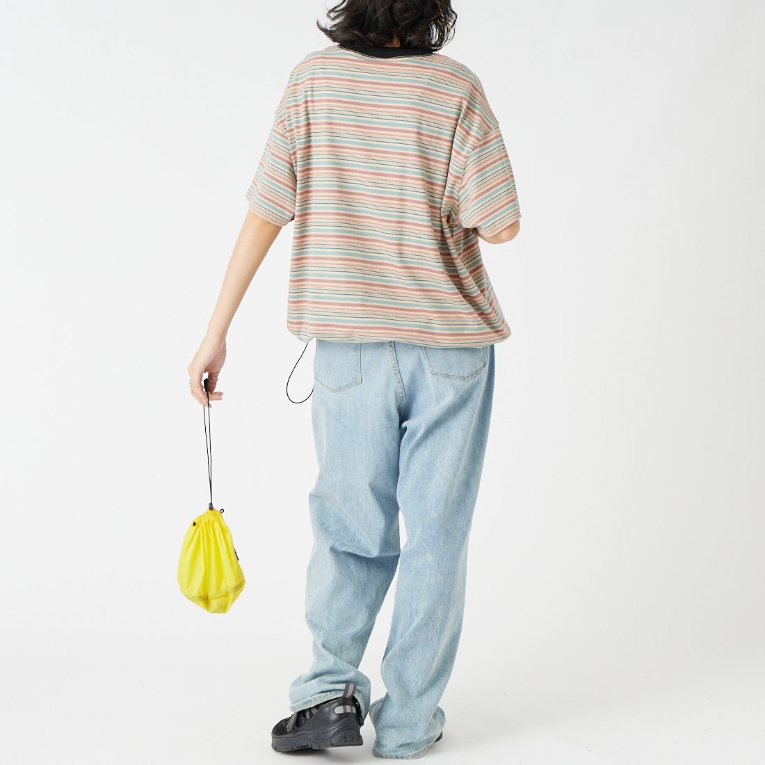 SCREEN STARS [スクリーンスターズ] 別注 マルチボーダードローコードTシャツ [2622-231IN-JF] BEIGE &&モデル身長：162cm 着用サイズ：F&&