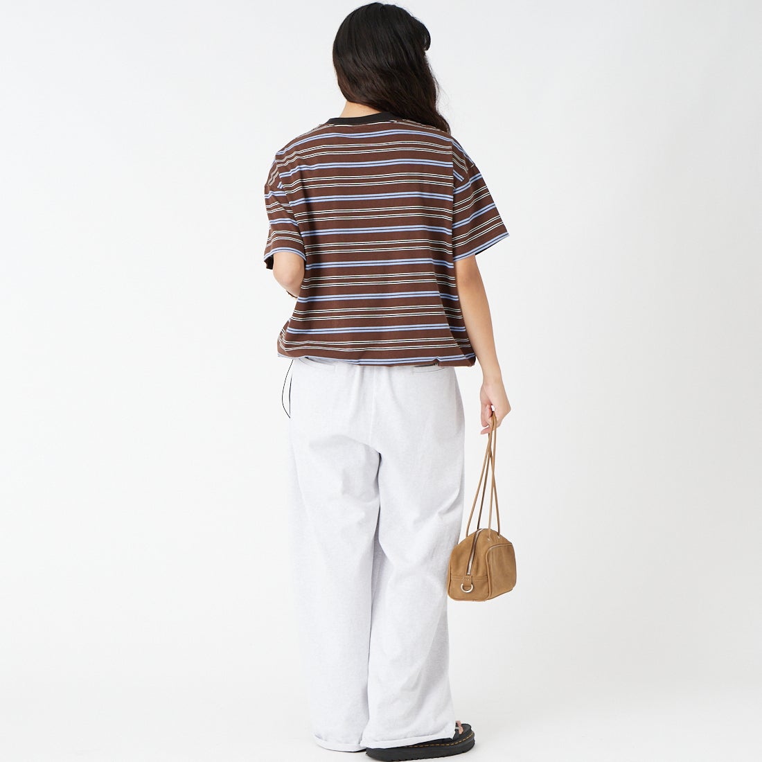 SCREEN STARS [スクリーンスターズ] 別注 マルチボーダードローコードTシャツ [2622-231IN-JF] BROWN &&モデル身長：162cm 着用サイズ：F&&