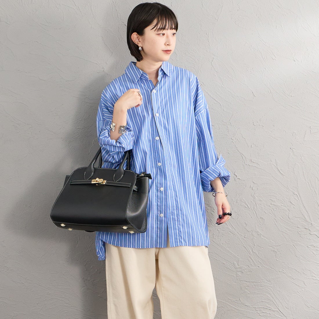 AULENTTI [オウレンティ] 別注 2WAY ベルトデザイン レザートートバッグ [FB-7910-DO-JF] BLACK