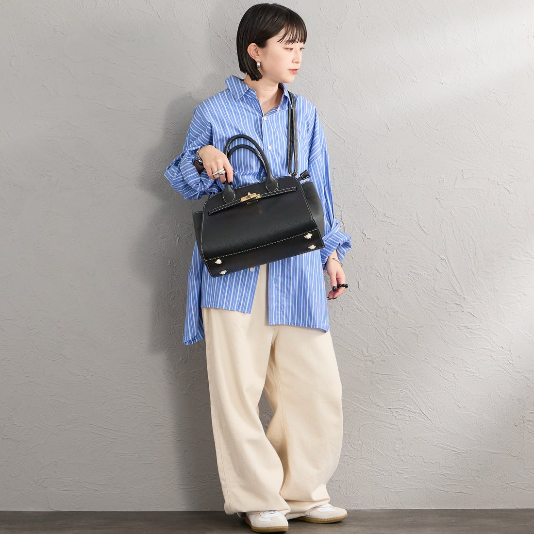 AULENTTI [オウレンティ] 別注 2WAY ベルトデザイン レザートートバッグ [FB-7910-DO-JF] BLACK