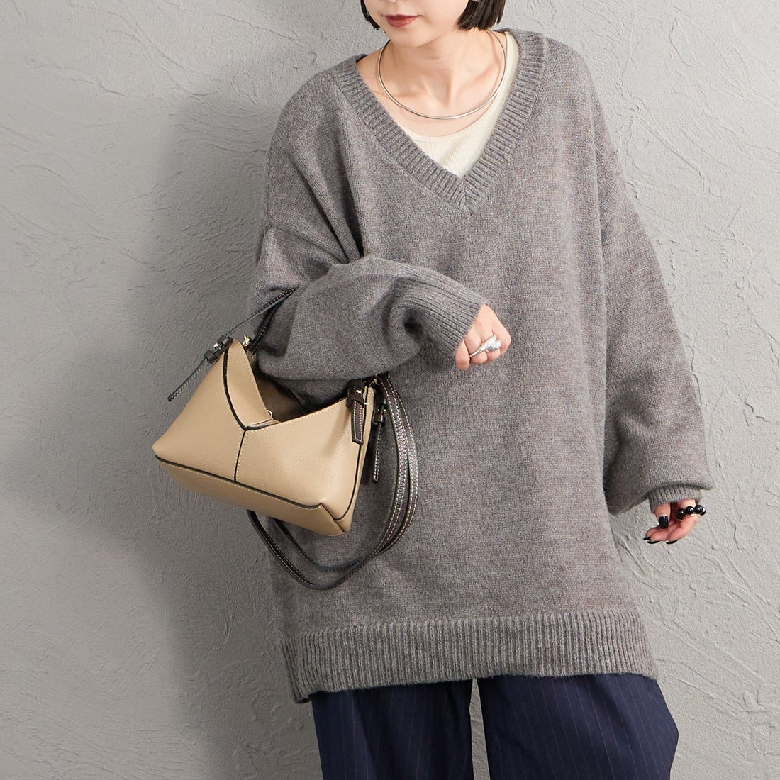 AULENTTI [オウレンティ] 別注 DOLLARO 2WAY レザーステッチ ショルダーバッグ [AP-368-DOSCDO-JF] BEIGE