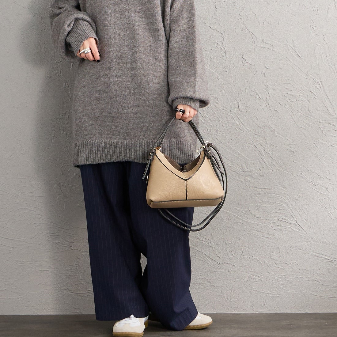 AULENTTI [オウレンティ] 別注 DOLLARO 2WAY レザーステッチ ショルダーバッグ [AP-368-DOSCDO-JF] BEIGE