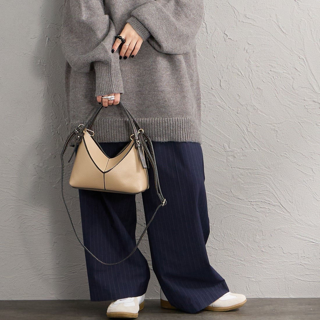 AULENTTI [オウレンティ] 別注 DOLLARO 2WAY レザーステッチ ショルダーバッグ [AP-368-DOSCDO-JF] BEIGE