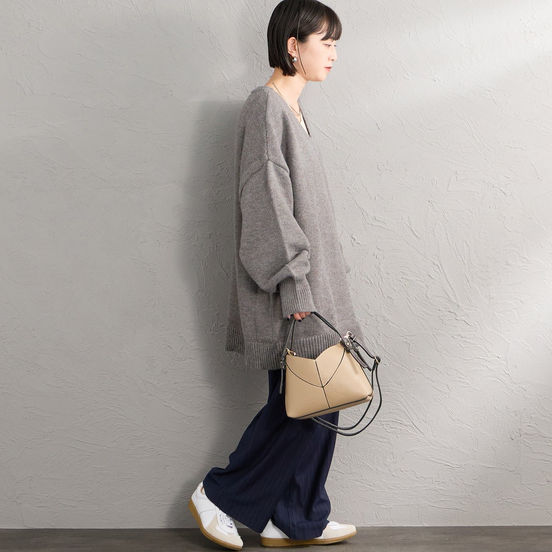 AULENTTI [オウレンティ] 別注 DOLLARO 2WAY レザーステッチ ショルダーバッグ [AP-368-DOSCDO-JF] BEIGE