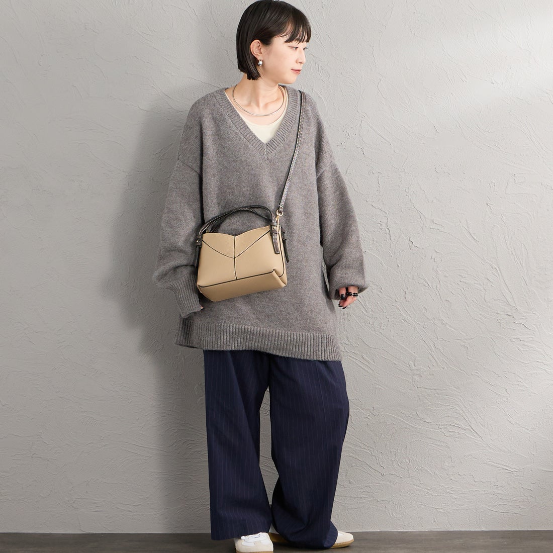 AULENTTI [オウレンティ] 別注 DOLLARO 2WAY レザーステッチ ショルダーバッグ [AP-368-DOSCDO-JF] BEIGE