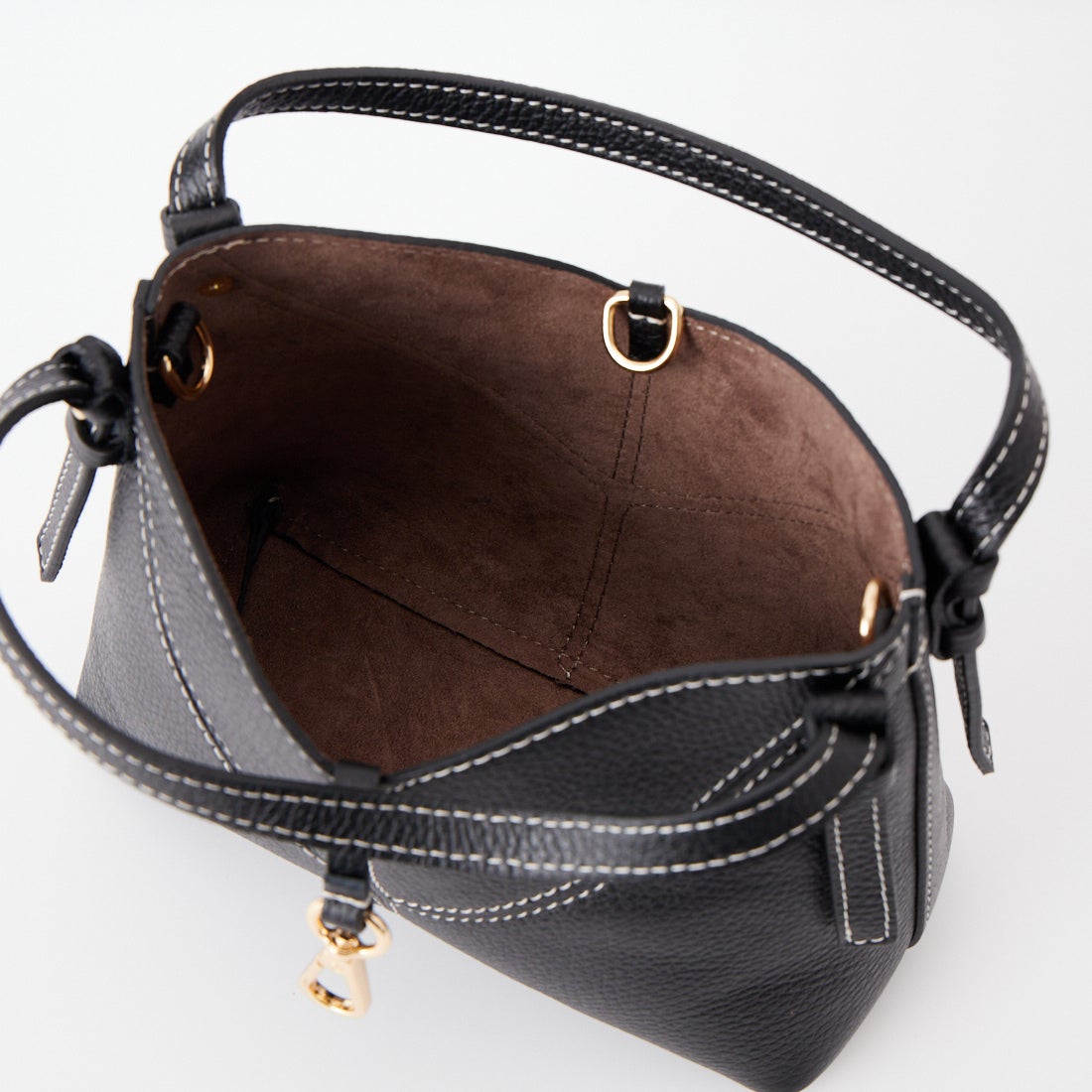 AULENTTI [オウレンティ] 別注 DOLLARO 2WAY レザーステッチ ショルダーバッグ [AP-368-DOSCDO-JF] BLACK