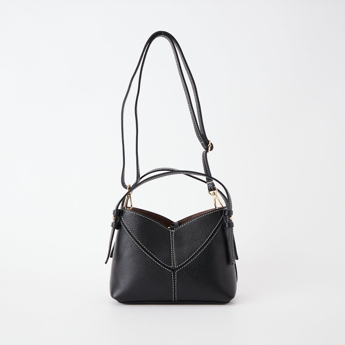 AULENTTI [オウレンティ] 別注 DOLLARO 2WAY レザーステッチ ショルダーバッグ [AP-368-DOSCDO-JF] BLACK