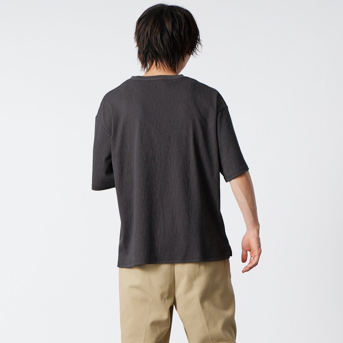 Jeans Factory Clothes [ジーンズファクトリークローズ] 楊柳バインダークルーネックTシャツ [AK262135] I.BLK