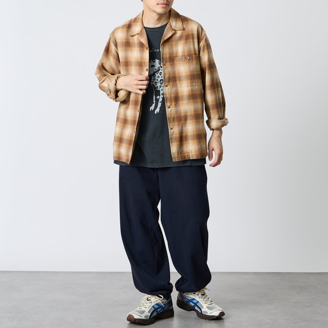 PENDLETON [ペンドルトン] 別注 シングルポケット オンブレチェックシャツ [6475-5215-JF] BEIGE/ECRU &&モデル身長：168cm 着用サイズ：M&&