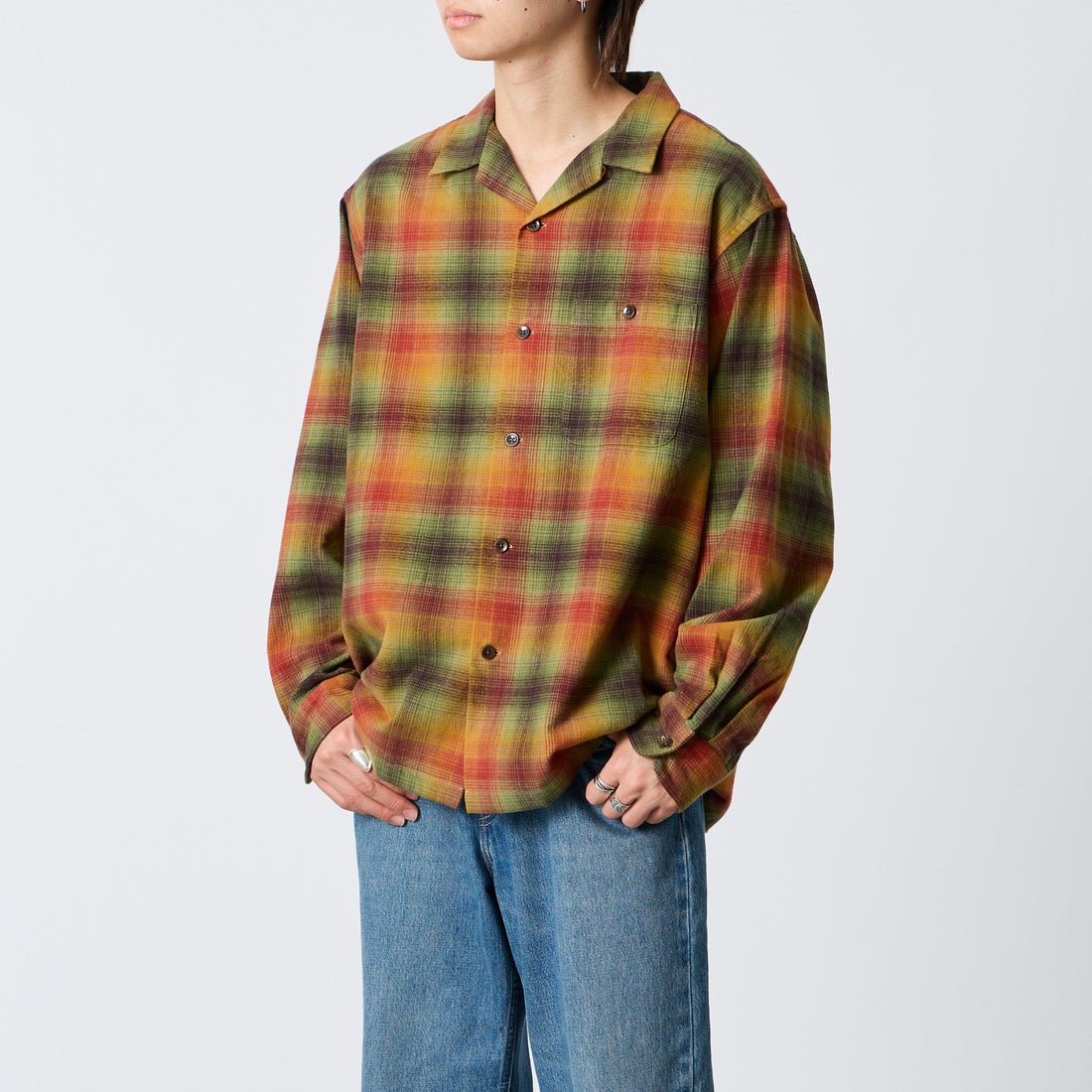 PENDLETON [ペンドルトン] 別注 シングルポケット オンブレチェックシャツ [6475-5215-JF] FOREST/RUS &&モデル身長：177cm 着用サイズ：L&&