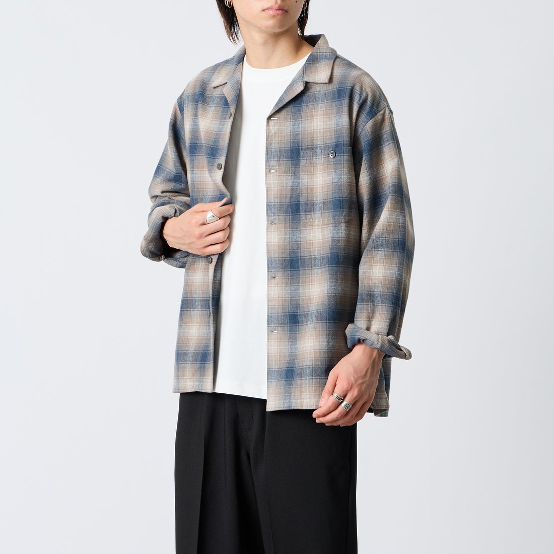 PENDLETON [ペンドルトン] 別注 シングルポケット オンブレチェックシャツ [6475-5215-JF] NAVY/GREIG &&モデル身長：177cm 着用サイズ：L&&