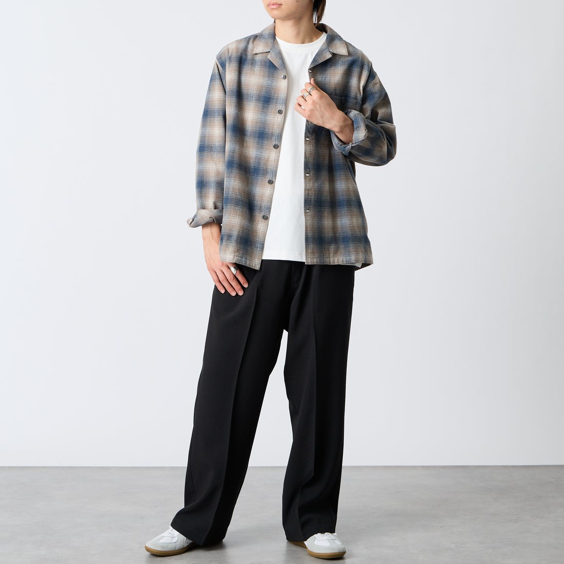 PENDLETON [ペンドルトン] 別注 シングルポケット オンブレチェックシャツ [6475-5215-JF] NAVY/GREIG &&モデル身長：177cm 着用サイズ：L&&