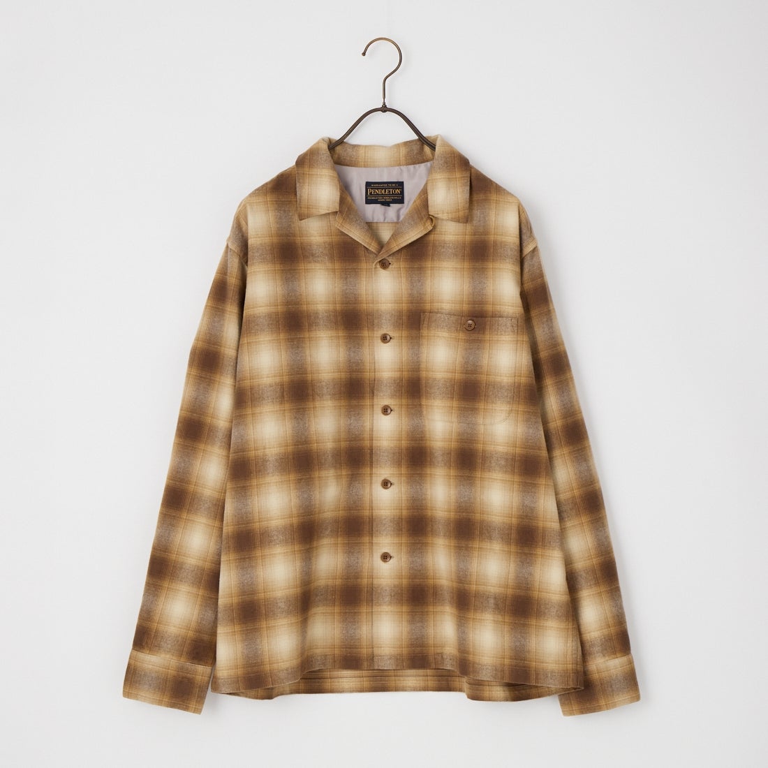 PENDLETON [ペンドルトン] 別注 シングルポケット オンブレチェックシャツ [6475-5215-JF] RED/BLACK &&モデル身長：168cm 着用サイズ：M&&
