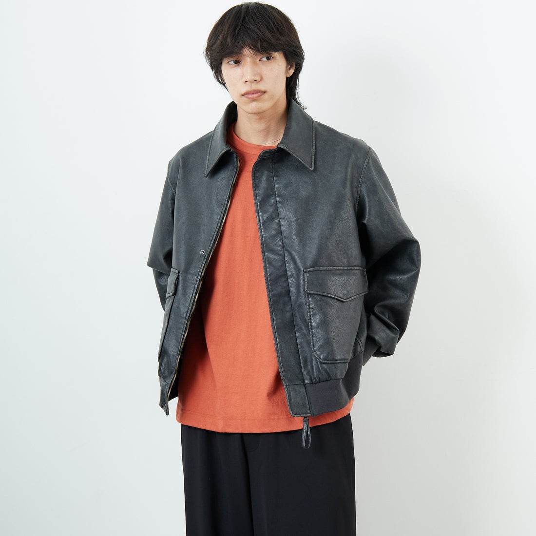 BLACK&&モデル身長：179cm 着用サイズ：L&&