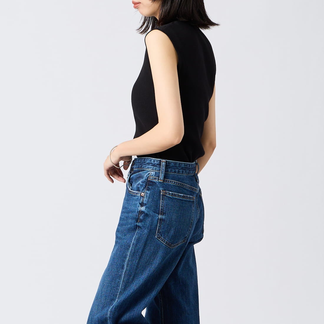 RIM.ARK [リムアーク] ウォッシャブルベーシックノースリーブニット [460JSL70-3371] BLK