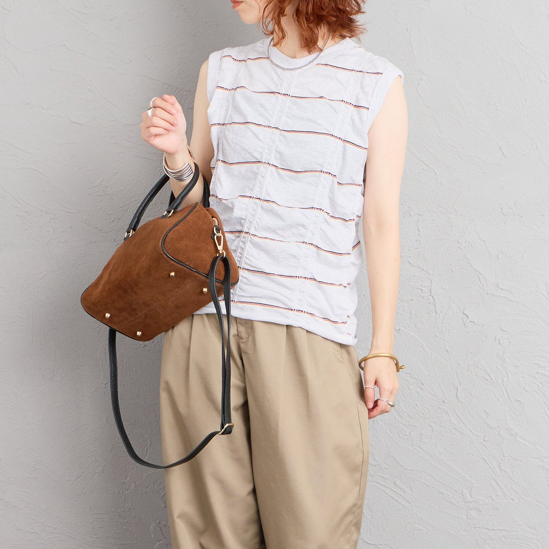 H.GREY&&モデル身長：158cm 着用サイズ：F&&