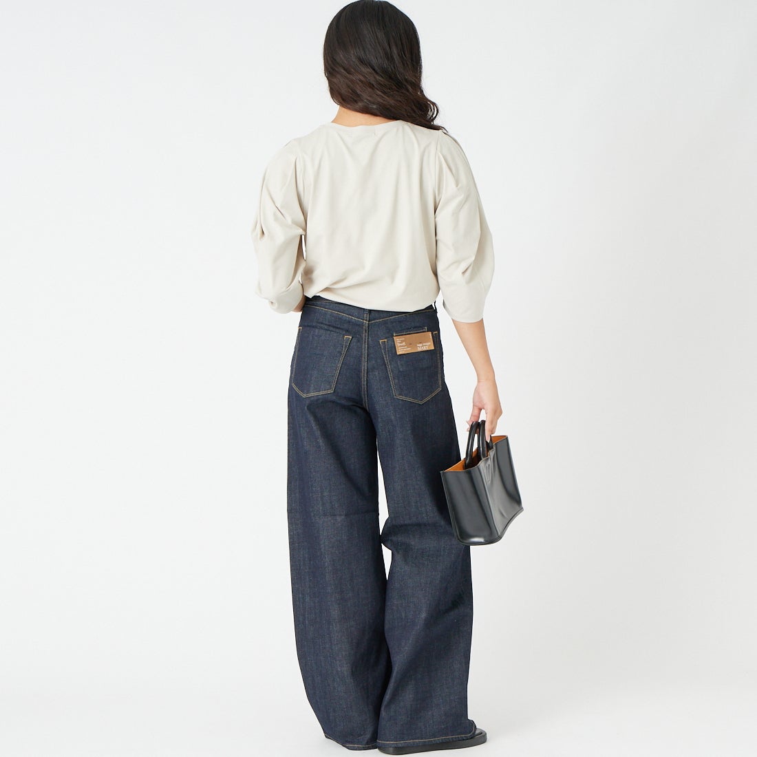 Jf Ready Made [ジェイエフレディメイド] 袖タック7分袖シルケットTシャツ [3204106] 810 ﾗｲﾄｸﾞﾚ &&モデル身長：162cm 着用サイズ：F&&