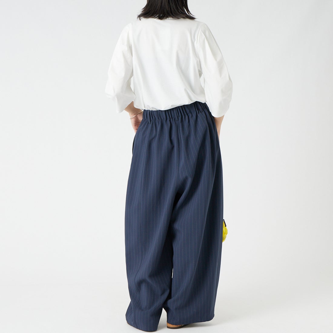 Jf Ready Made [ジェイエフレディメイド] 袖タック7分袖シルケットTシャツ [3204106] 101 ﾎﾜｲﾄ &&モデル身長：162cm 着用サイズ：F&&
