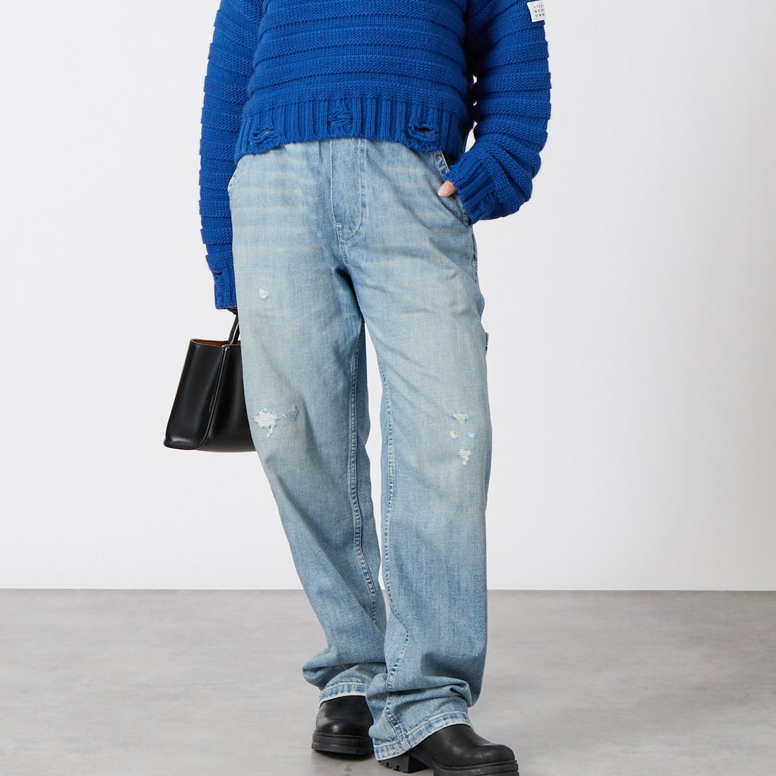 MM6 Maison Margiela [エムエムシックス メゾン マルジェラ] ワイドレッグジーンズ [S52KA0578-M30055] 969 BLUE &&モデル身長：162cm 着用サイズ：36&&