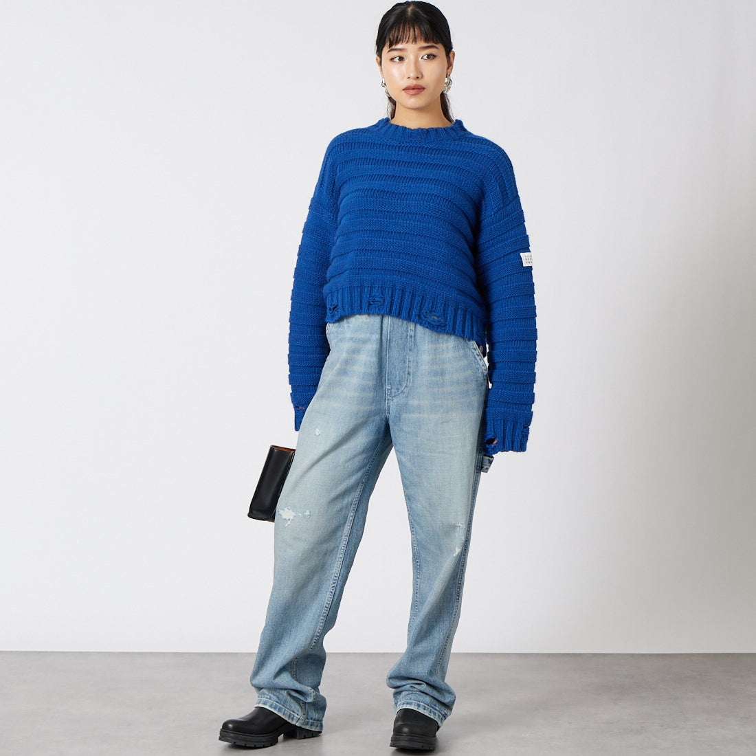 MM6 Maison Margiela [エムエムシックス メゾン マルジェラ] ワイドレッグジーンズ [S52KA0578-M30055] 969 BLUE &&モデル身長：162cm 着用サイズ：36&&
