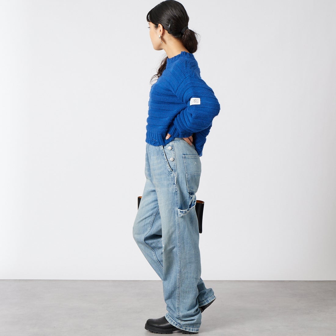 MM6 Maison Margiela [エムエムシックス メゾン マルジェラ] ワイドレッグジーンズ [S52KA0578-M30055] 969 BLUE &&モデル身長：162cm 着用サイズ：36&&