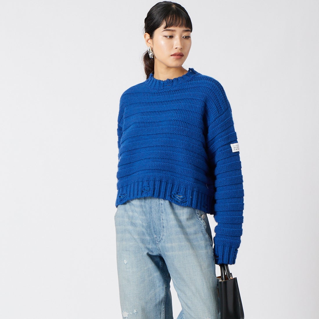 MM6 Maison Margiela [エムエムシックス メゾン マルジェラ] ウールセーター [S52HL0031-M13040] 483 BLUE &&モデル身長：162cm 着用サイズ：M&&