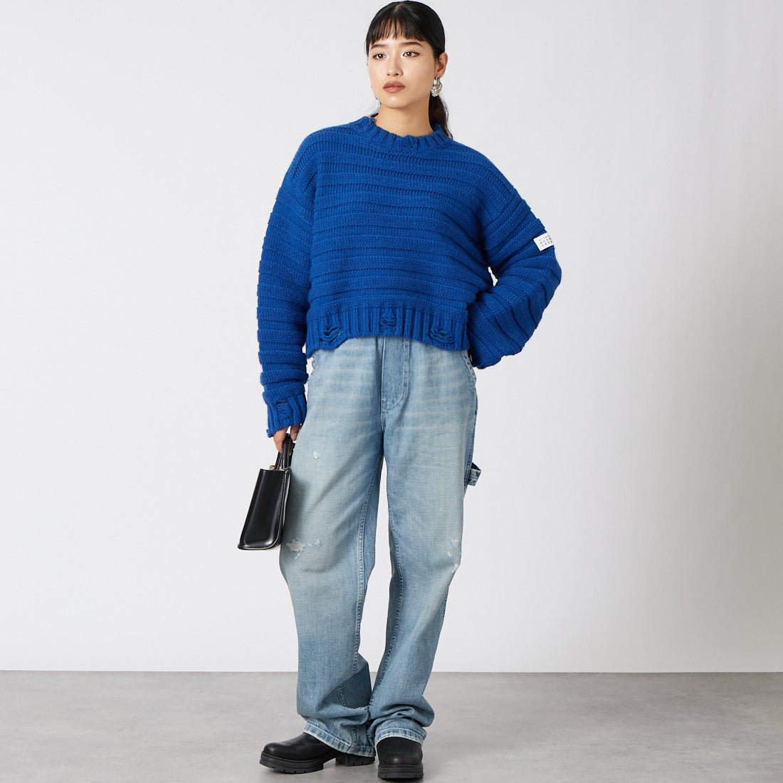 MM6 Maison Margiela [エムエムシックス メゾン マルジェラ] ウールセーター [S52HL0031-M13040] 483 BLUE &&モデル身長：162cm 着用サイズ：M&&