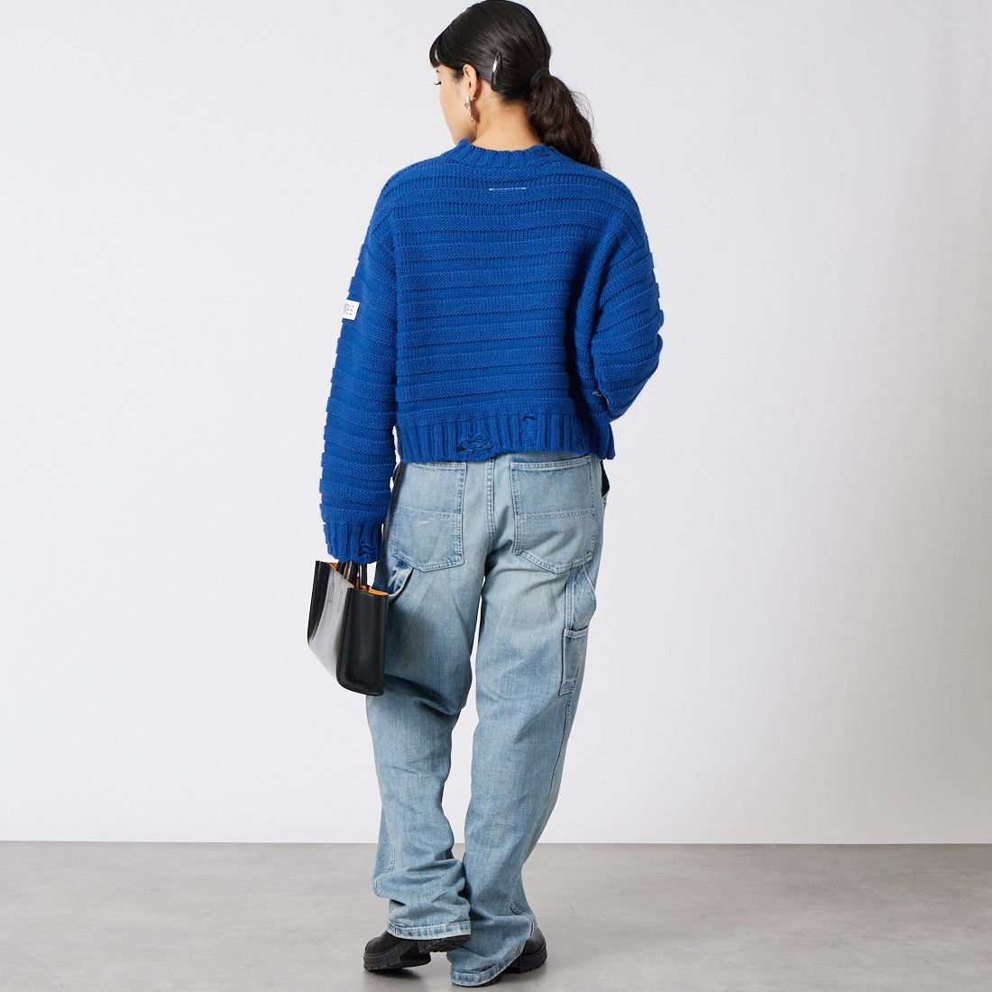 MM6 Maison Margiela [エムエムシックス メゾン マルジェラ] ウールセーター [S52HL0031-M13040] 483 BLUE &&モデル身長：162cm 着用サイズ：M&&