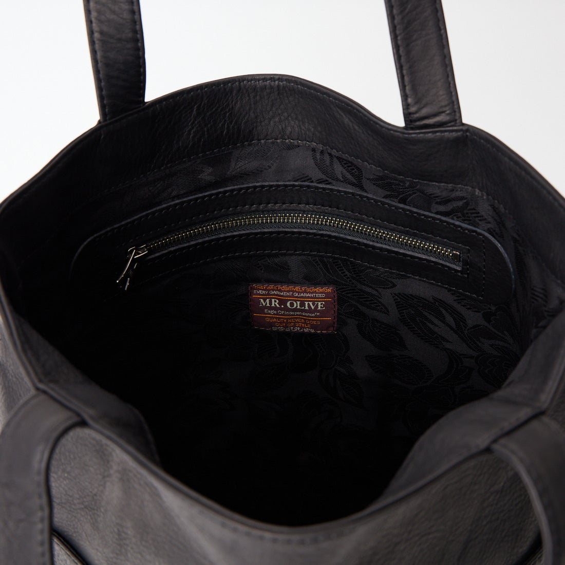 MR.OLIVE E.O.I [ミスターオリーブ] インパーマレザー ガセットポケット トートバッグ [ME651] BLACK