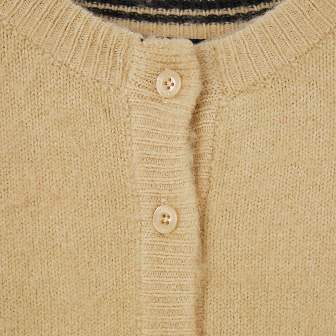 FRED PERRY [フレッドペリー] 別注 ワンポイントロゴ刺繍 クロップド丈シャギーニットカーディガン [FPW-26A-008-JF] OATMEAL