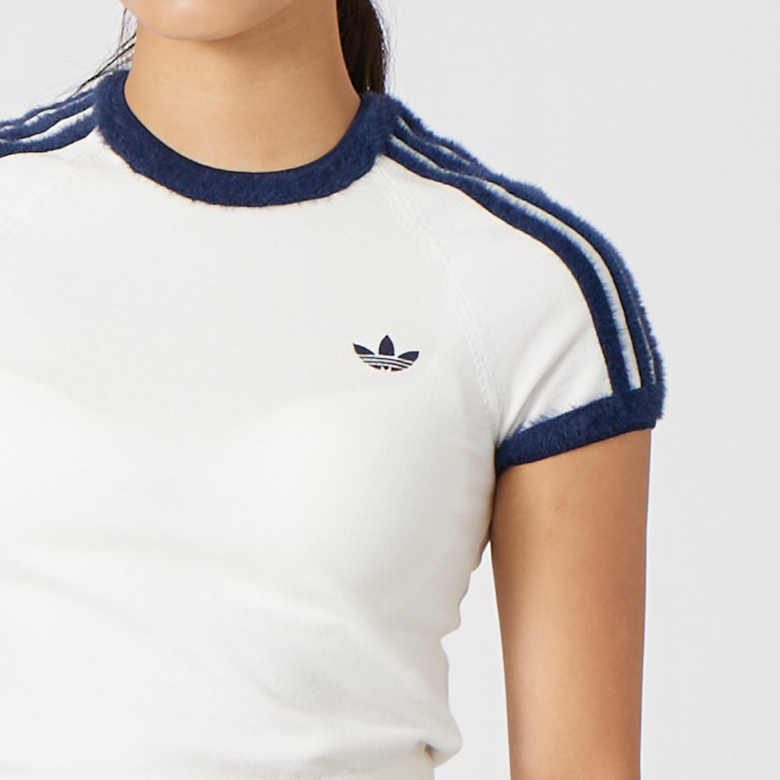 adidas Originals [アディダス オリジナルス] スリムニットTシャツ [MGU70] KS9952 &&モデル身長：162cm 着用サイズ：M&&