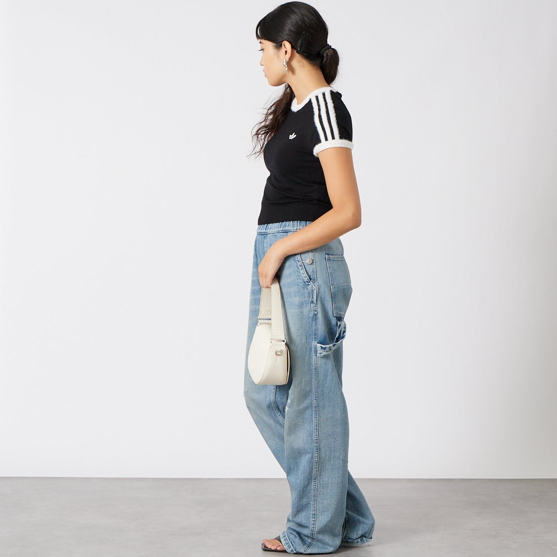 adidas Originals [アディダス オリジナルス] スリムニットTシャツ [MGU70] KS7375 &&モデル身長：162cm 着用サイズ：M&&
