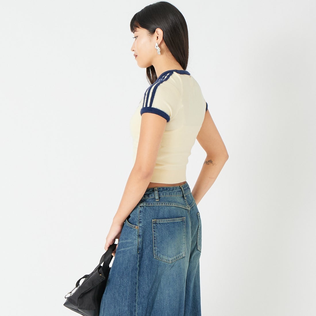 adidas Originals [アディダス オリジナルス] スリムニットTシャツ [MGU70] KS7376 &&モデル身長：162cm 着用サイズ：M&&