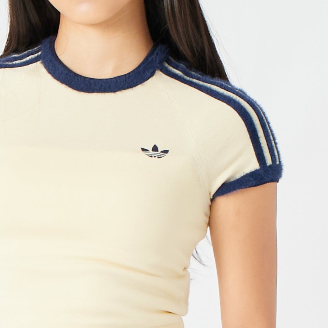 adidas Originals [アディダス オリジナルス] スリムニットTシャツ [MGU70] KS7376 &&モデル身長：162cm 着用サイズ：M&&