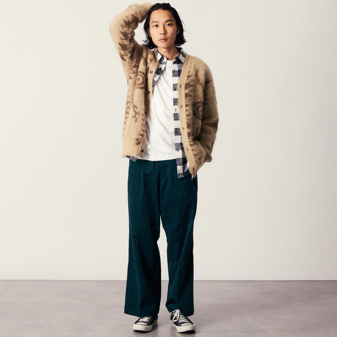 Dickies [ディッキーズ] 別注 コーデュロイグランパパンツ [263M401IN01-JF] D.GREEN &&モデル身長：175cm 着用サイズ：L&&