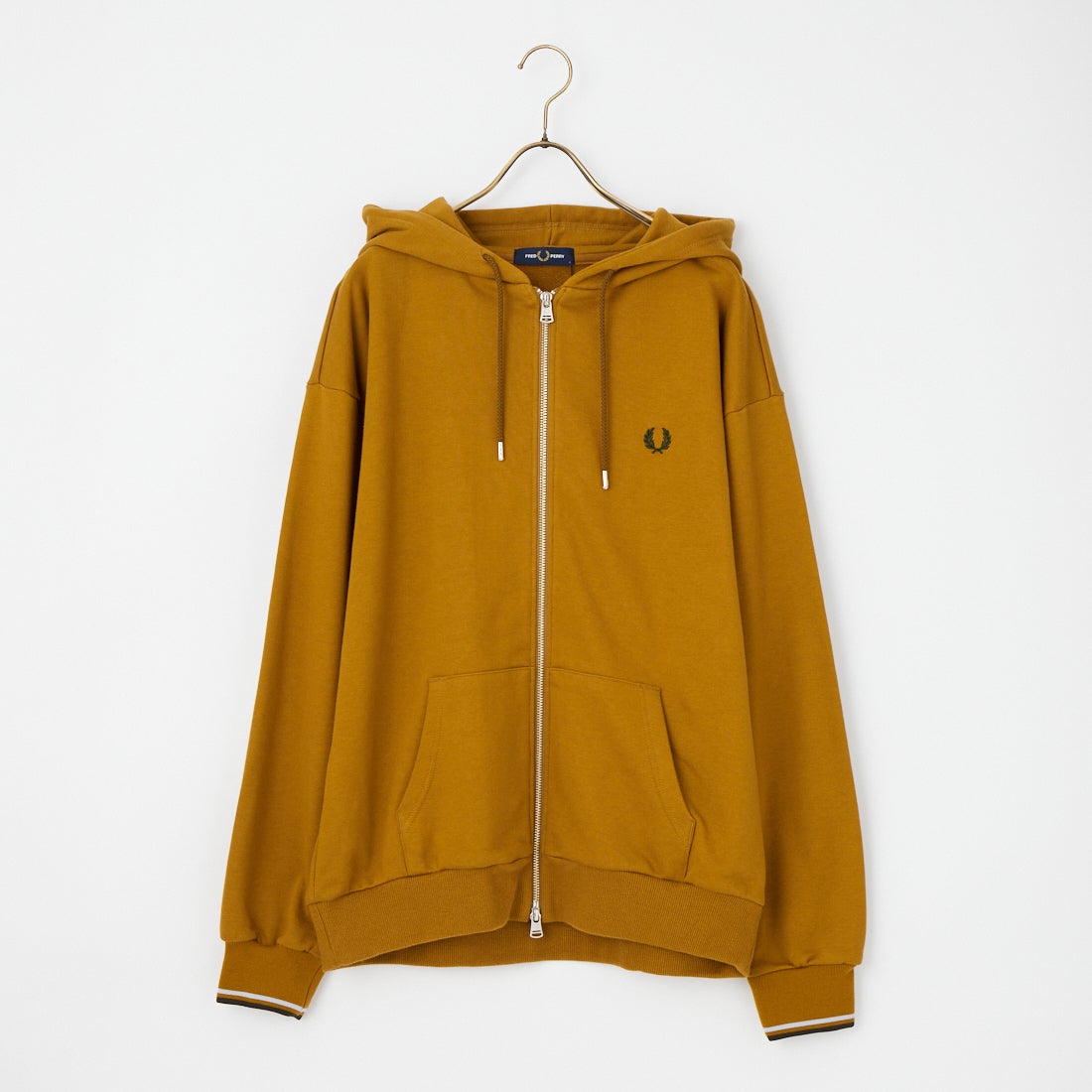 FRED PERRY [フレッドペリー] 別注 フードロゴ刺繍スウェットジップパーカー [FPM-26A-011JF] DARK CARAM