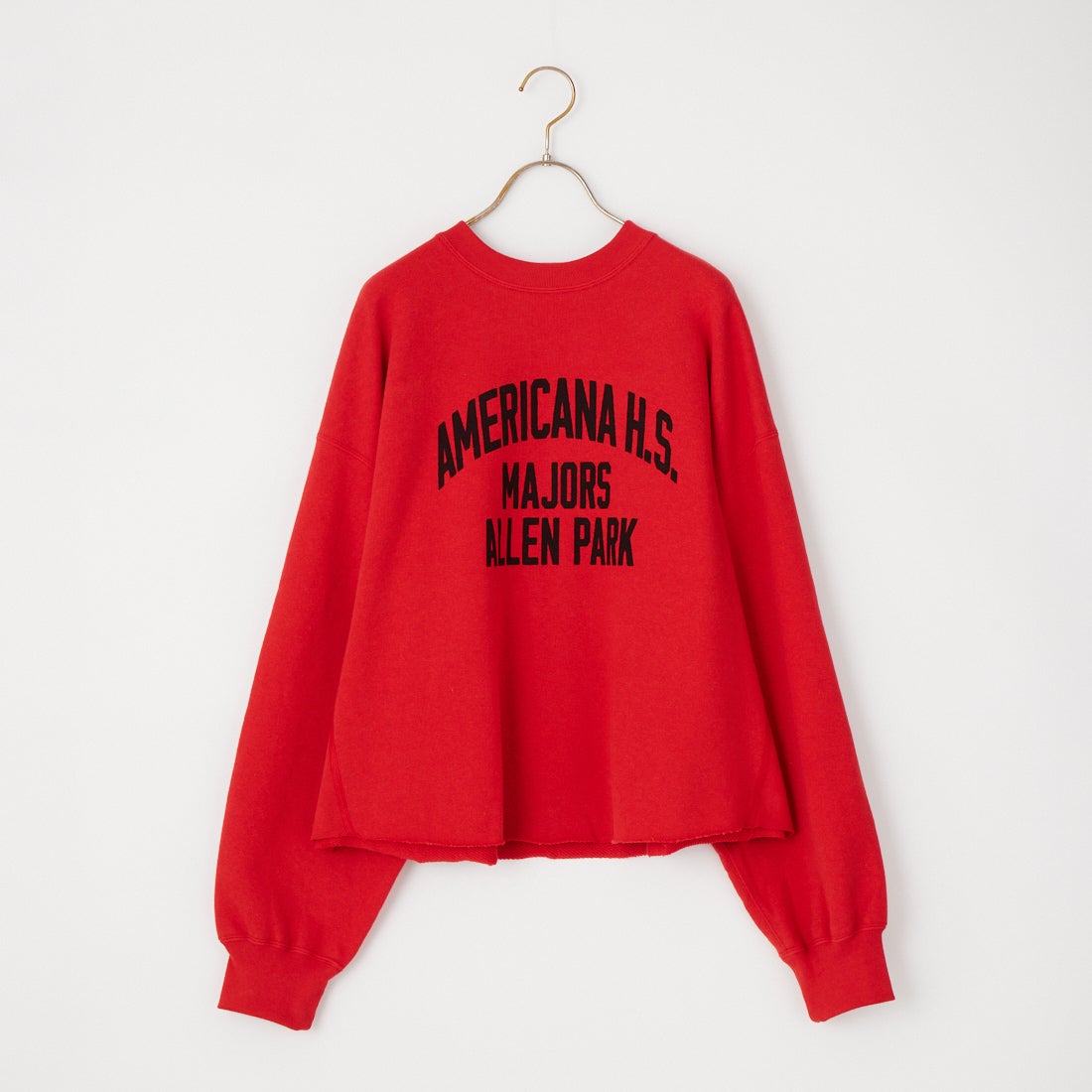 Americana × JEANS FACTORY [アメリカーナ × ジーンズファクトリー] 別注 カレッジロゴプリント カットオフスウェット [ASO-899-1-JF] ﾚｯﾄﾞ