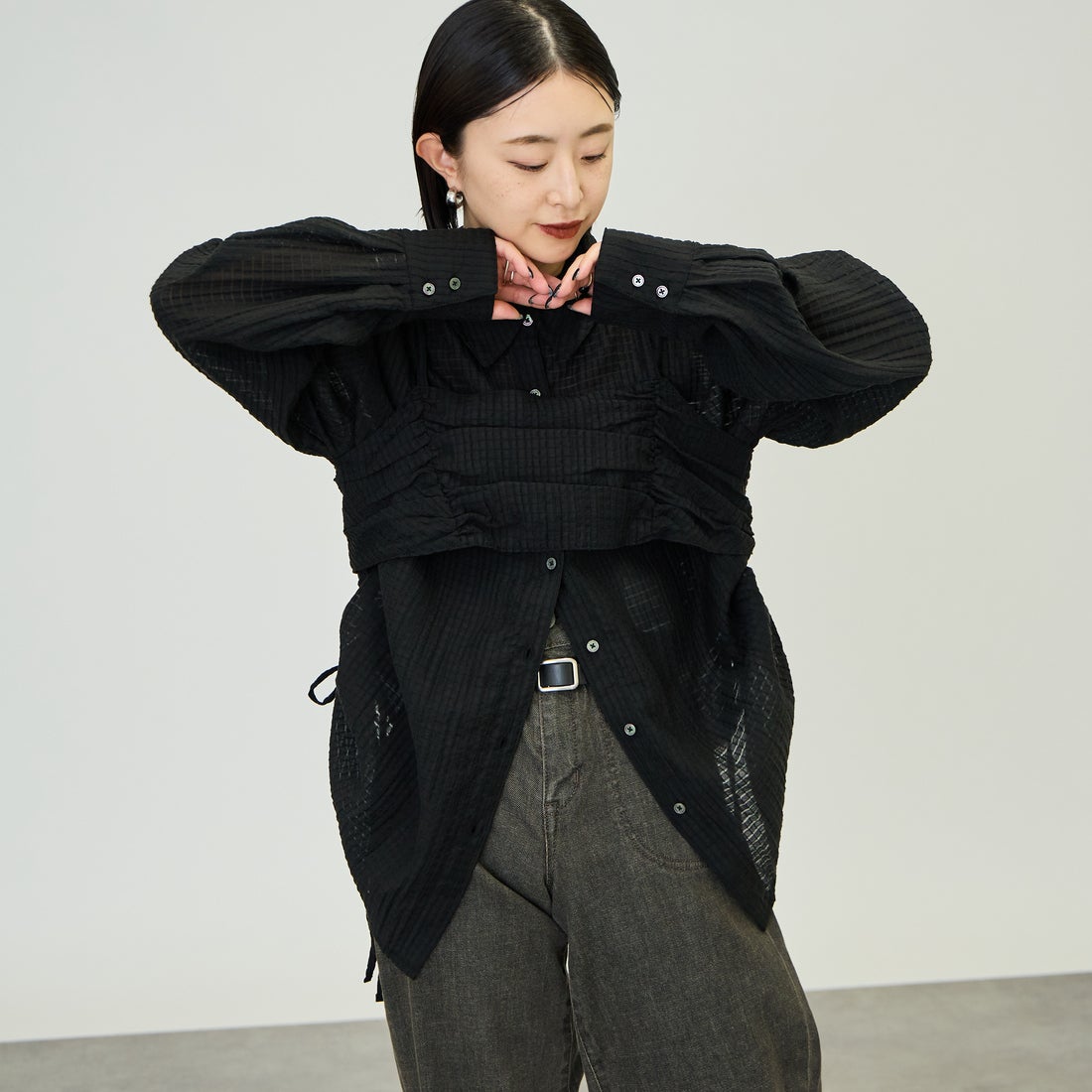 09 BLACK&&モデル身長：150cm 着用サイズ：F&&
