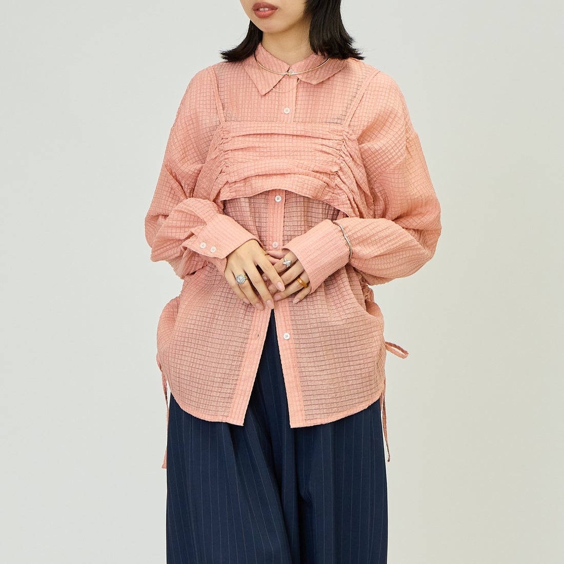 nenom [ネノム] マルチWAY ビスチェセットシャツブラウス [NE26322026] 41 PINK &&モデル身長：162cm 着用サイズ：F&&