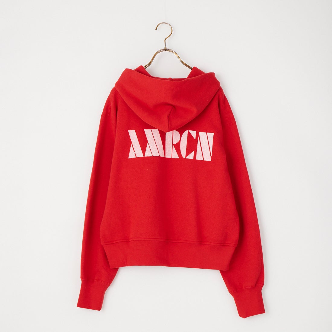 Americana × JEANS FACTORY [アメリカーナ × ジーンズファクトリー] 別注 AMRCN バックプリント ジップフードパーカー [ASO-900-JF] ﾚｯﾄﾞ