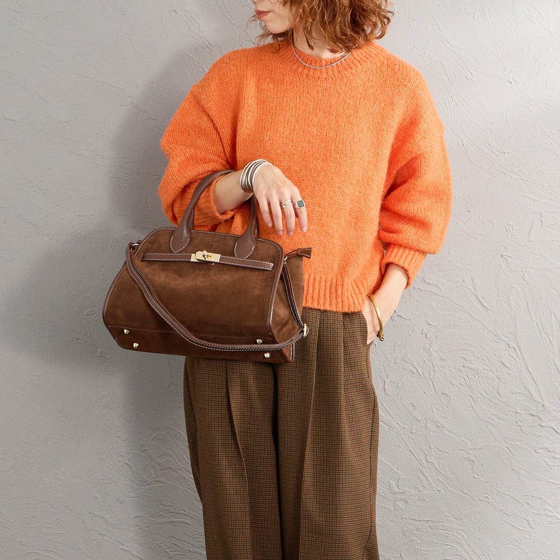 AULENTTI [オウレンティ] 別注 2WAY ベルトデザイン スエードトートバッグ [FB-7910-DO-JF] BROWN