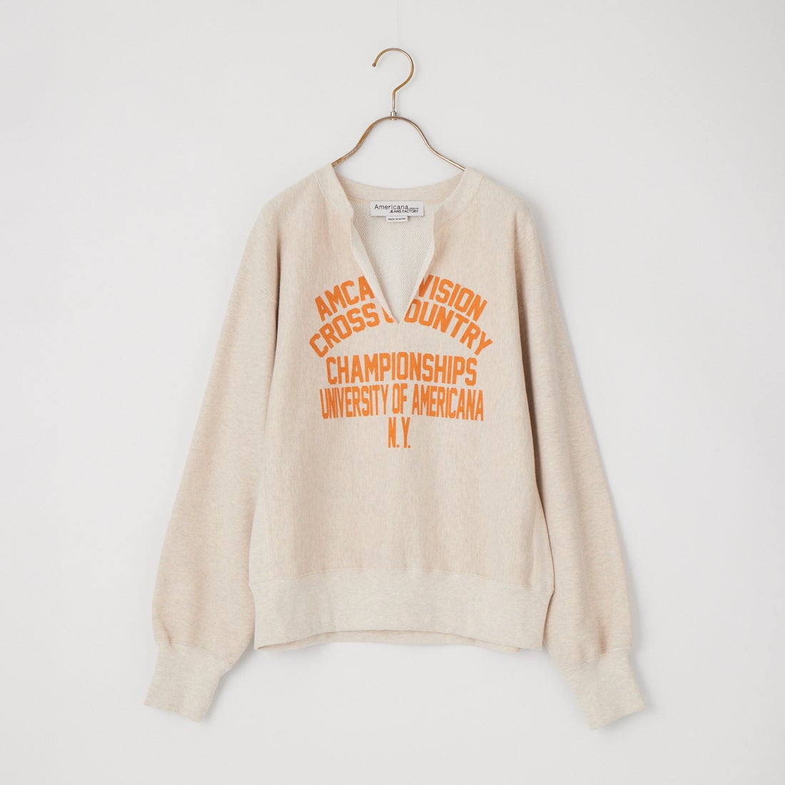 Americana × JEANS FACTORY [アメリカーナ × ジーンズファクトリー] 別注 リメイク風キーネック カレッジロゴスウェット [ASO-898-1-JF] ｵｰﾄﾐｰﾙ