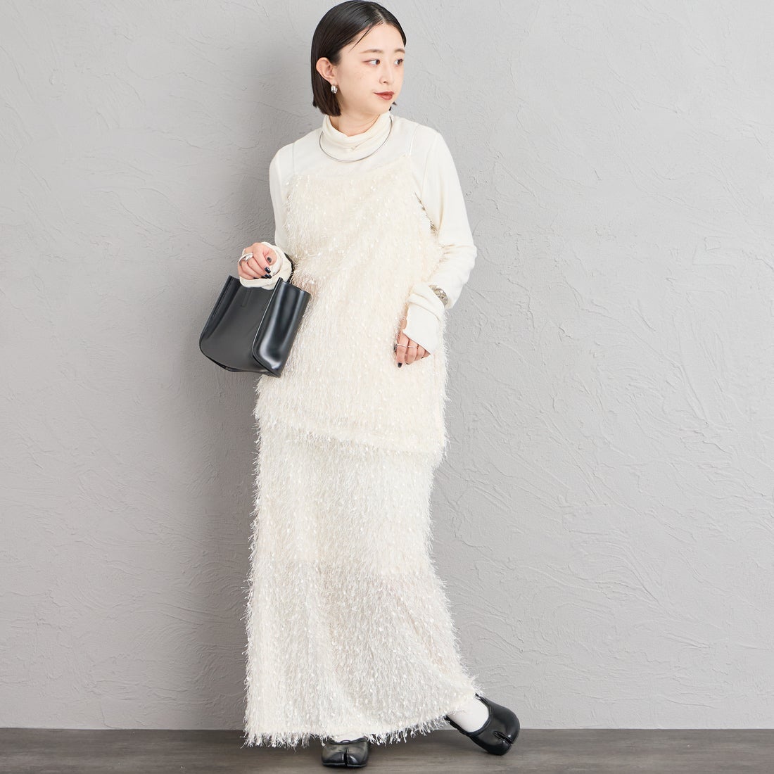 nenom [ネノム] フェザーフリンジナロースカート [NE26322024] 02 OFF &&モデル身長：150cm 着用サイズ：F&&