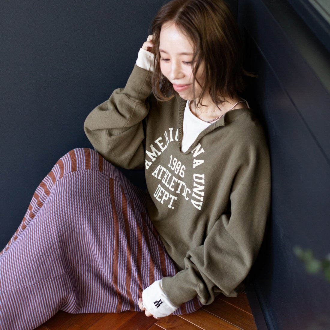 ﾓｸｸﾞﾚｰ&&モデル身長：162cm 着用サイズ：ONE SIZE&&