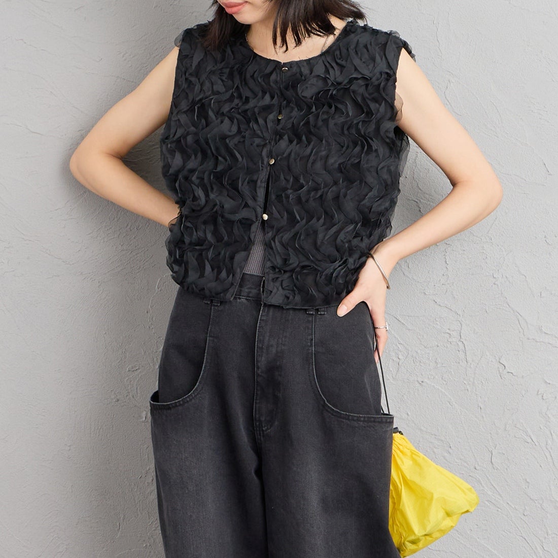 09 BLACK&&モデル身長：162cm 着用サイズ：F&&