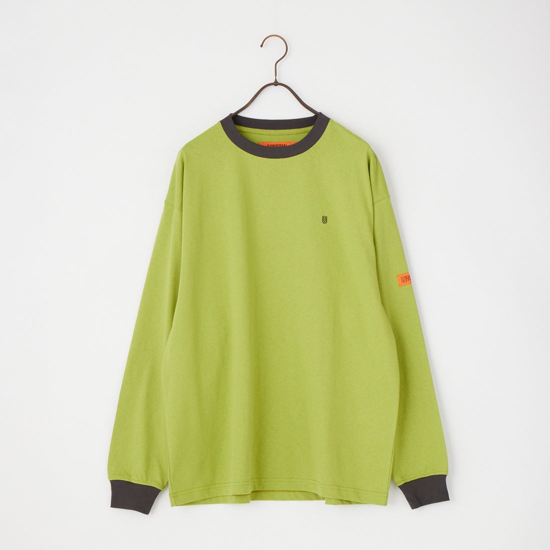 UNIVERSAL OVERALL [ユニバーサルオーバーオール] 別注 ワンポイントロゴ刺繍 ロングスリーブTシャツ [U2633215IN-JF] PISTACHIO